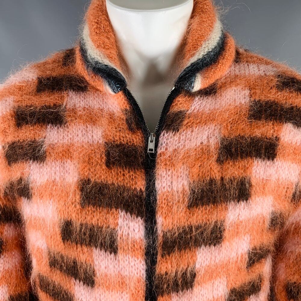Marni Size S/M Orange Black Fuzzy Wuzzy Mohair Ca… - image 2